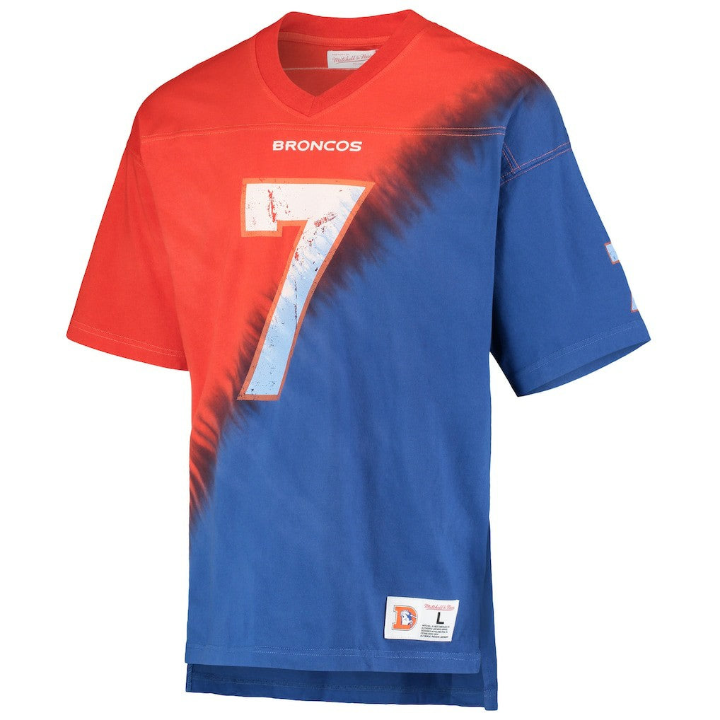 NFL Denver Broncos John Elway  Retired Player Name & Number Diagonal Tie-Dye V-Neck T-Shirt