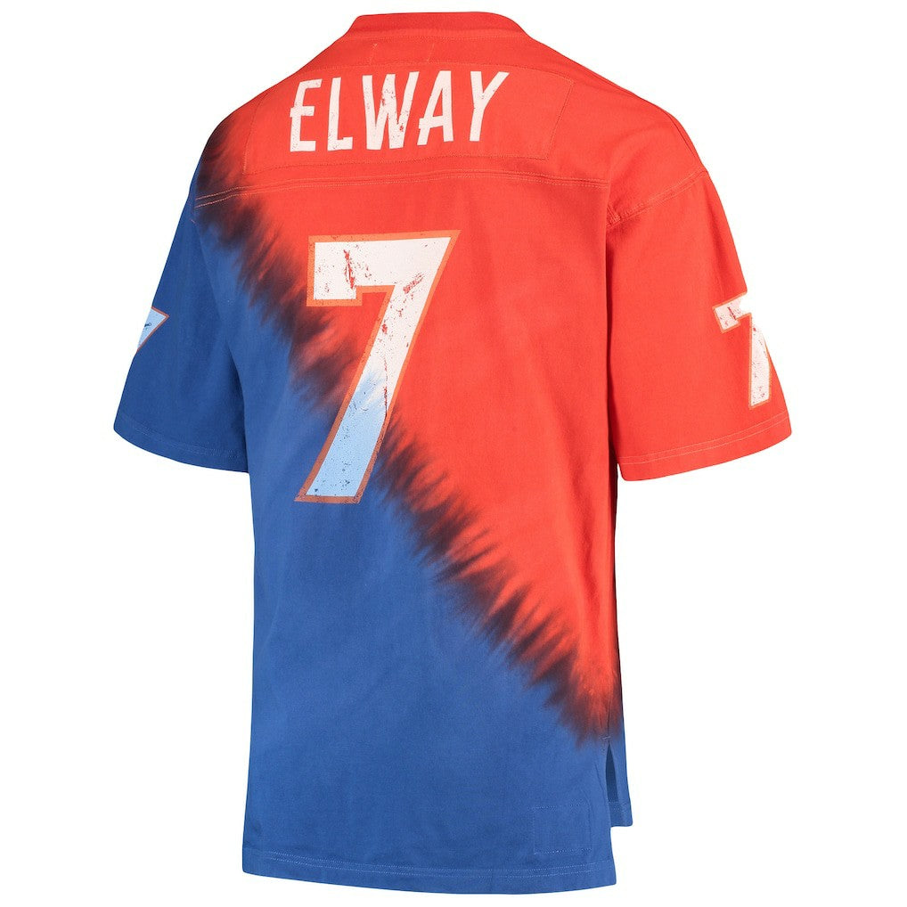 NFL Denver Broncos John Elway  Retired Player Name & Number Diagonal Tie-Dye V-Neck T-Shirt