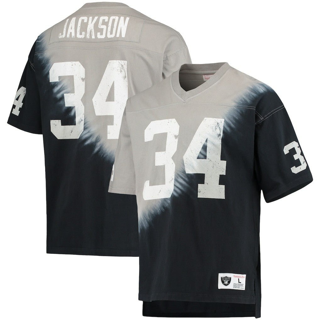 NFL Las Vegas Raiders Bo Jackson  Retired Player Name & Number Diagonal Tie-Dye V-Neck T-Shirt