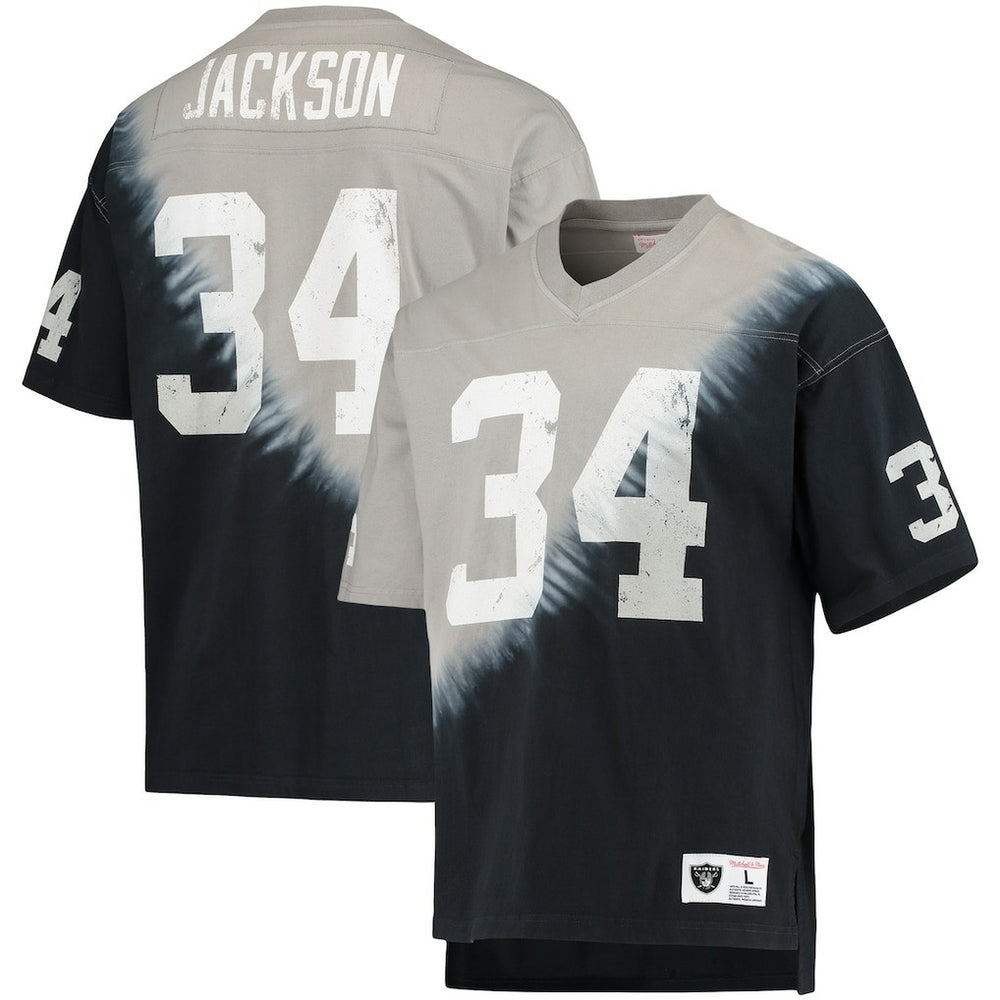 NFL Las Vegas Raiders Bo Jackson  Retired Player Name & Number Diagonal Tie-Dye V-Neck T-Shirt