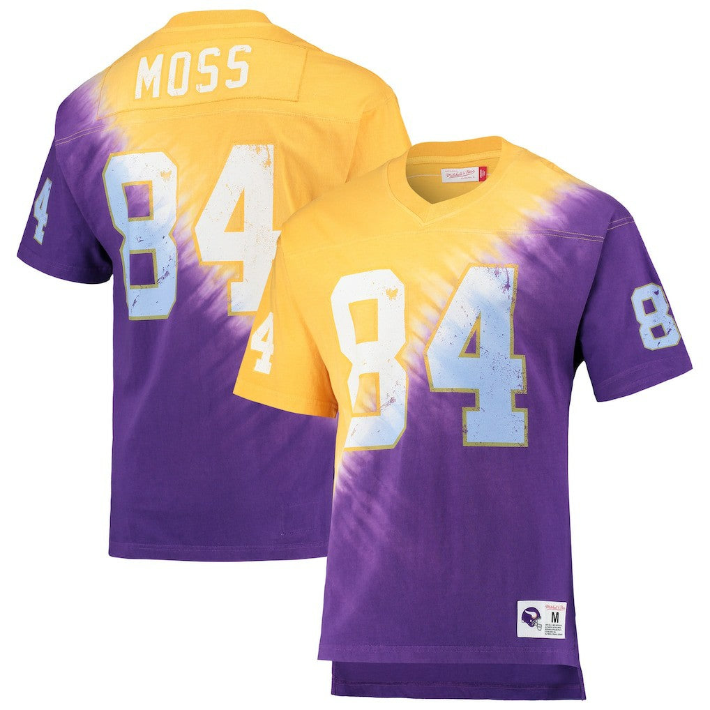NFL Minnesota Vikings Randy Moss  Retired Player Name & Number Diagonal Tie-Dye V-Neck T-Shirt