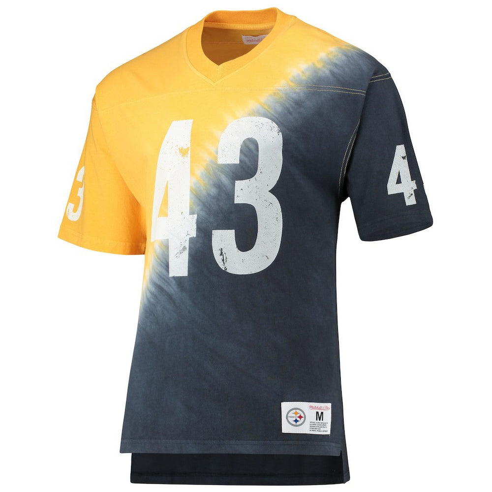 NFL Pittsburgh Steelers Troy Polamalu  Retired Player Name & Number Diagonal Tie-Dye V-Neck T-Shirt