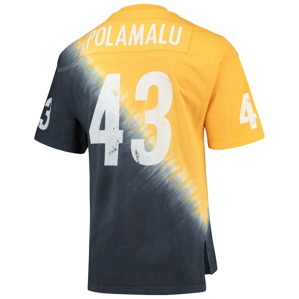 NFL Pittsburgh Steelers Troy Polamalu  Retired Player Name & Number Diagonal Tie-Dye V-Neck T-Shirt