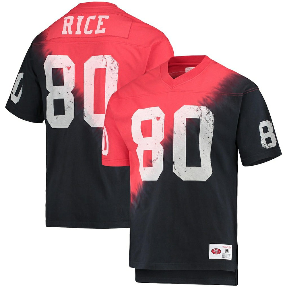 NFL San Francisco 49ers Jerry Rice  Retired Player Name & Number Diagonal Tie-Dye V-Neck T-Shirt
