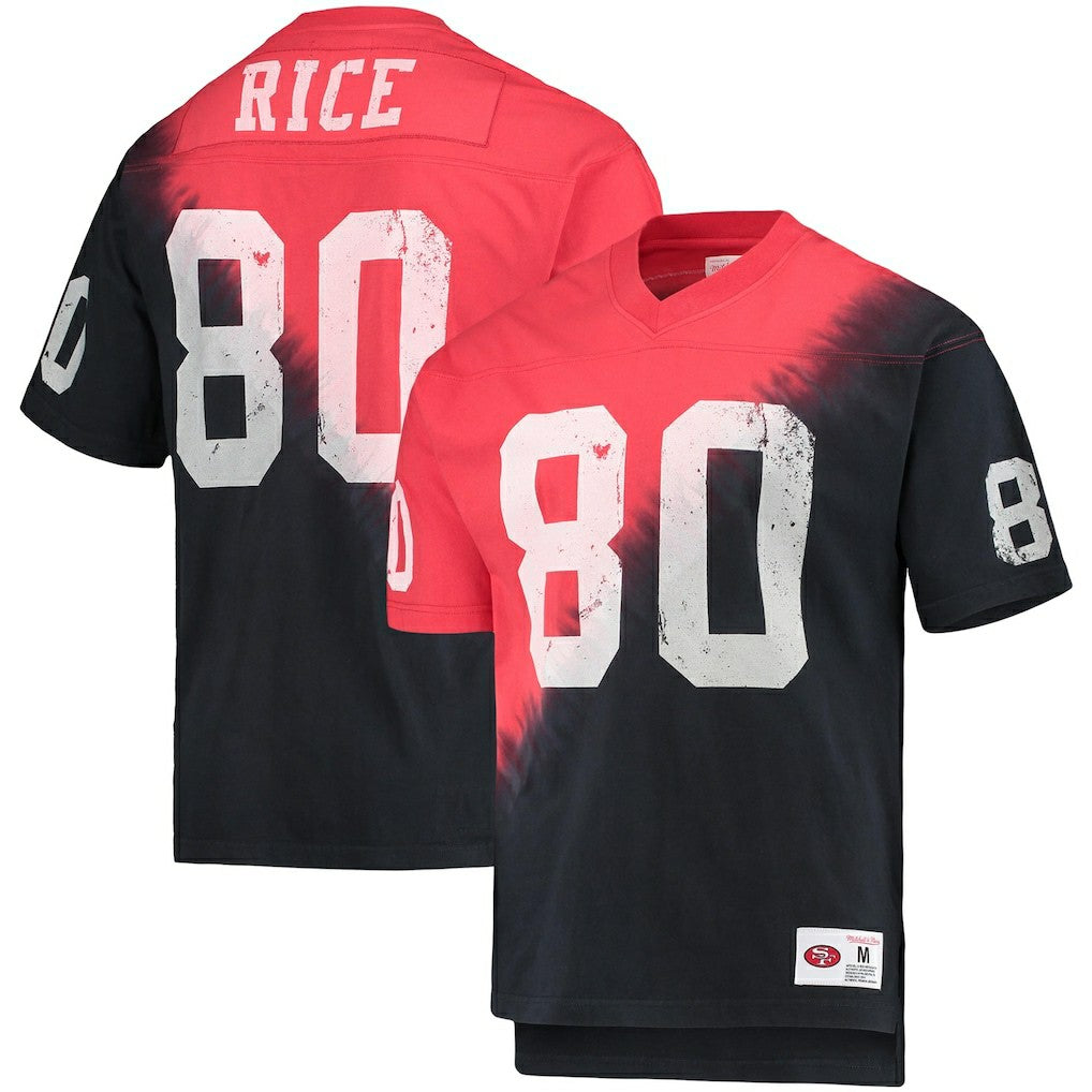 NFL San Francisco 49ers Jerry Rice  Retired Player Name & Number Diagonal Tie-Dye V-Neck T-Shirt