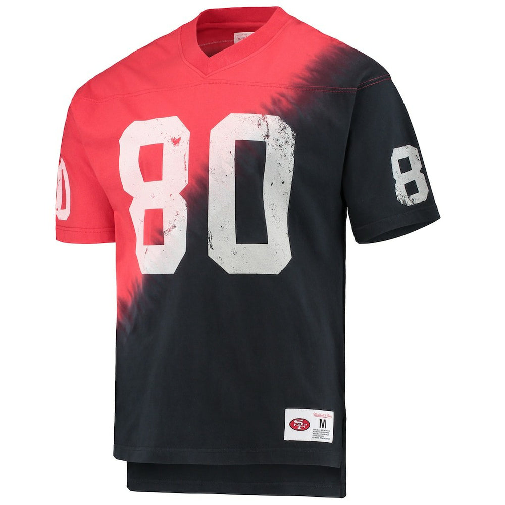NFL San Francisco 49ers Jerry Rice  Retired Player Name & Number Diagonal Tie-Dye V-Neck T-Shirt