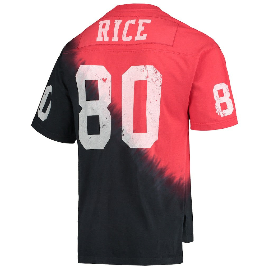 NFL San Francisco 49ers Jerry Rice  Retired Player Name & Number Diagonal Tie-Dye V-Neck T-Shirt