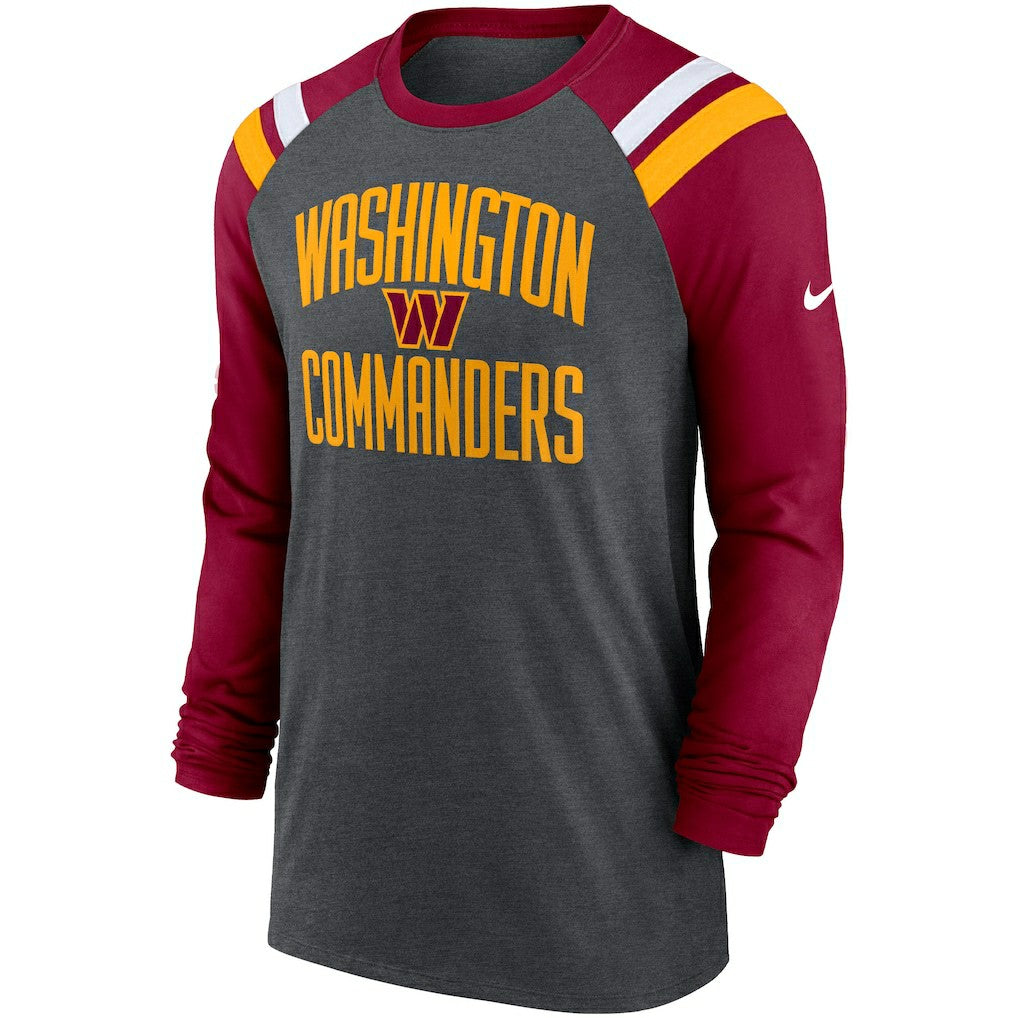 NFL Washington Commanders Tri-Blend Raglan Athletic Long Sleeve Fashion T-Shirt