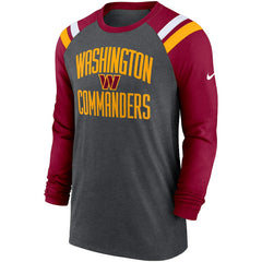 NFL Washington Commanders Tri-Blend Raglan Athletic Long Sleeve Fashion T-Shirt