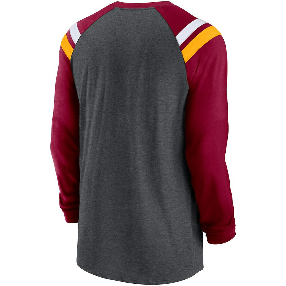 NFL Washington Commanders Tri-Blend Raglan Athletic Long Sleeve Fashion T-Shirt