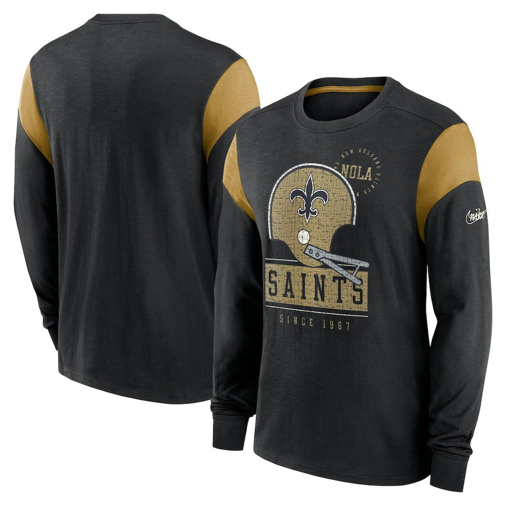 NFL New Orleans Saints Rewind Playback Helmet Long Sleeve T-Shirt