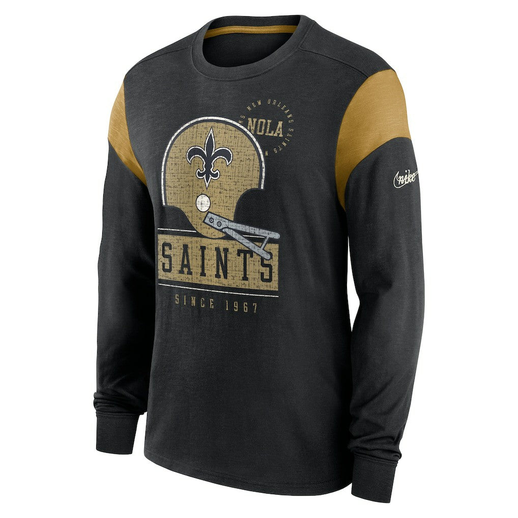 NFL New Orleans Saints Rewind Playback Helmet Long Sleeve T-Shirt