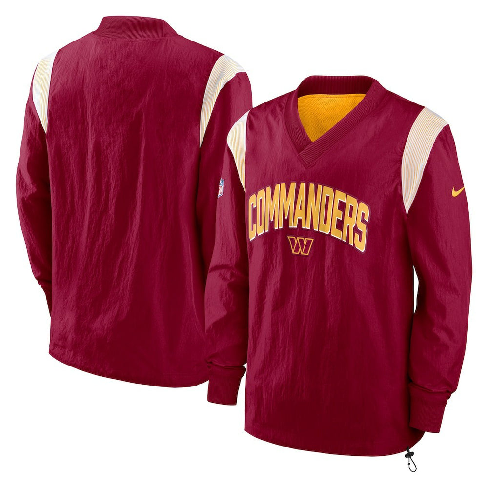 NFL Washington Commanders Sideline Athletic Stack V-Neck Pullover Windshirt Jacket