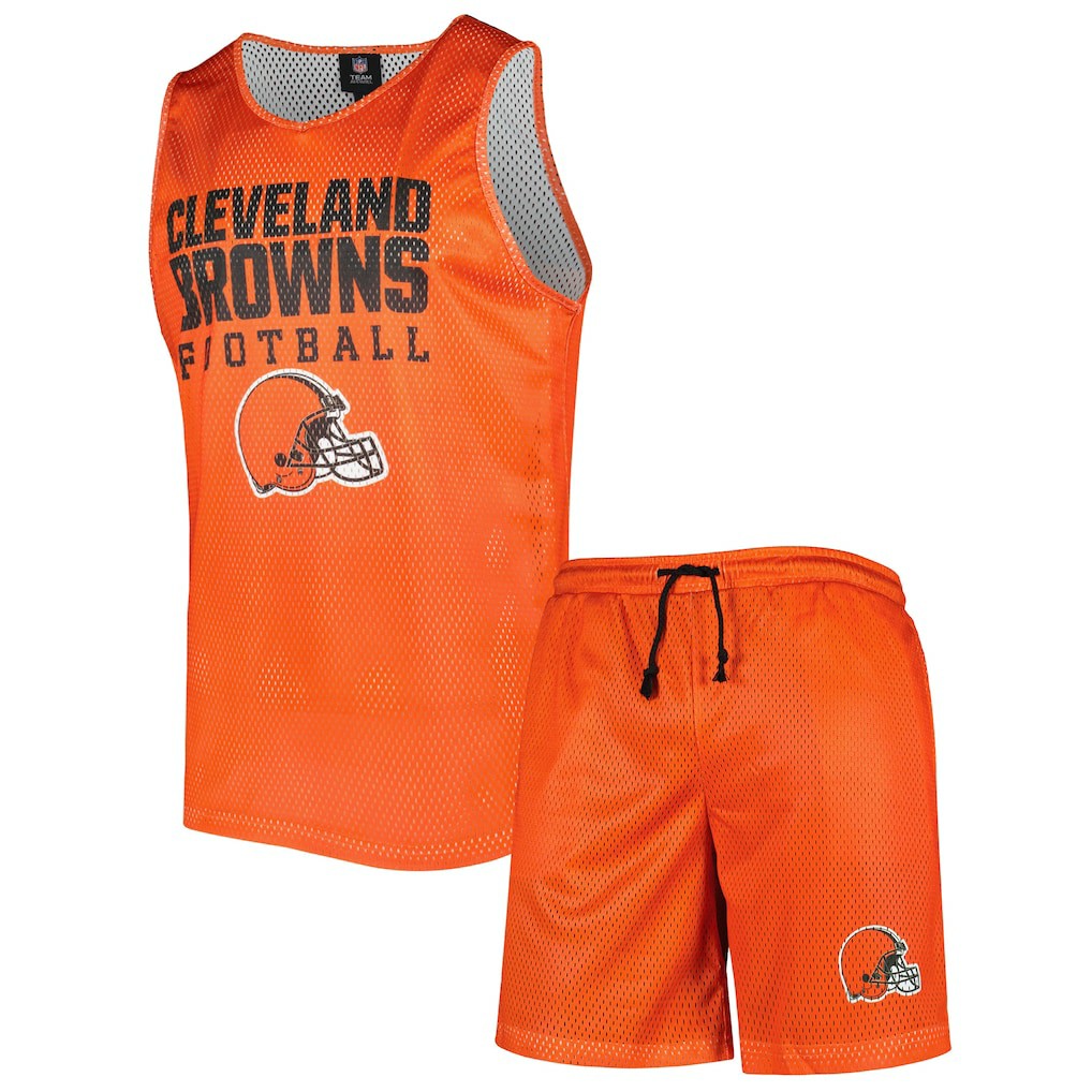 NFL Cleveland Browns FOCO Colorblock Mesh V-Neck & Shorts Set