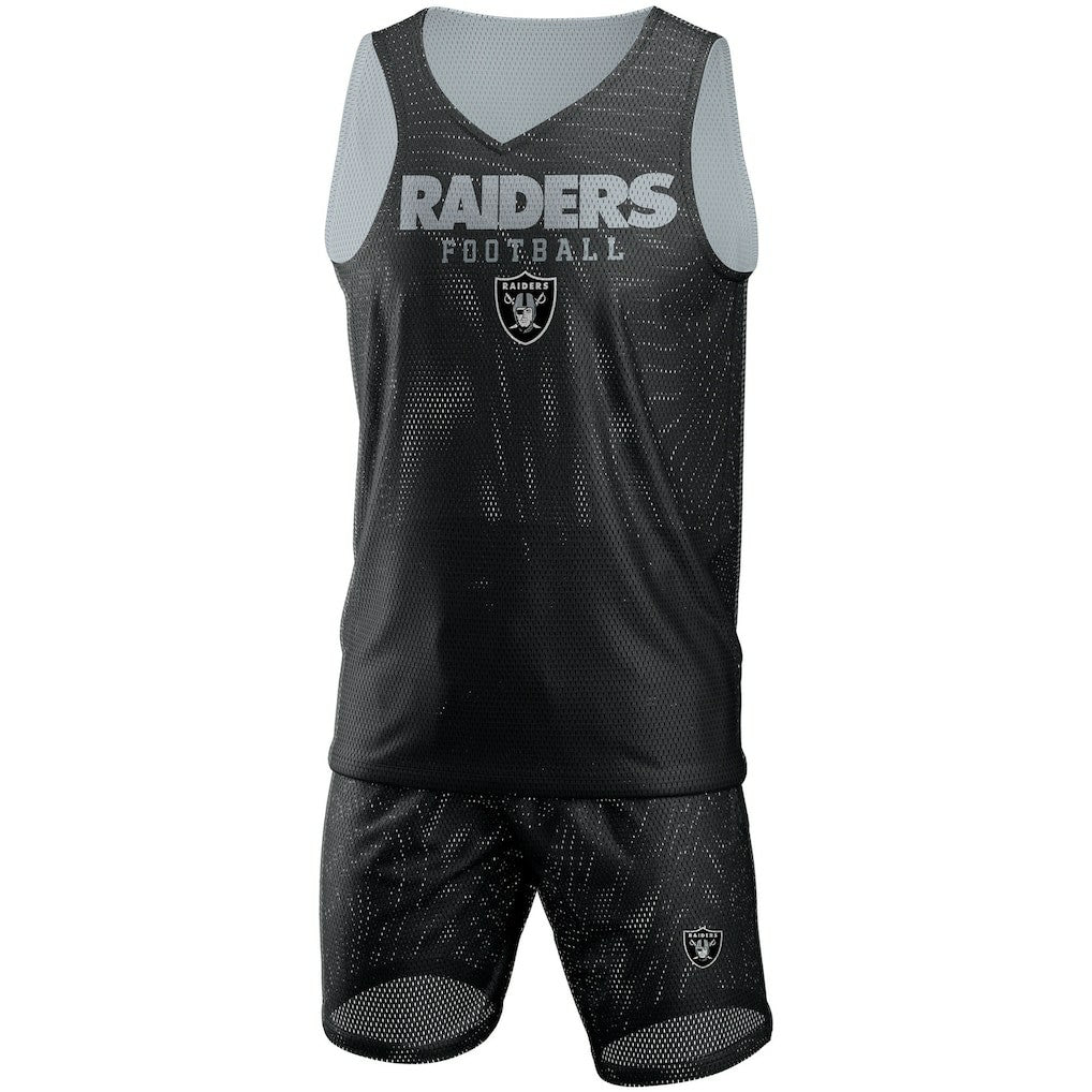 NFL Las Vegas Raiders FOCO Colorblock Mesh V-Neck & Shorts Set