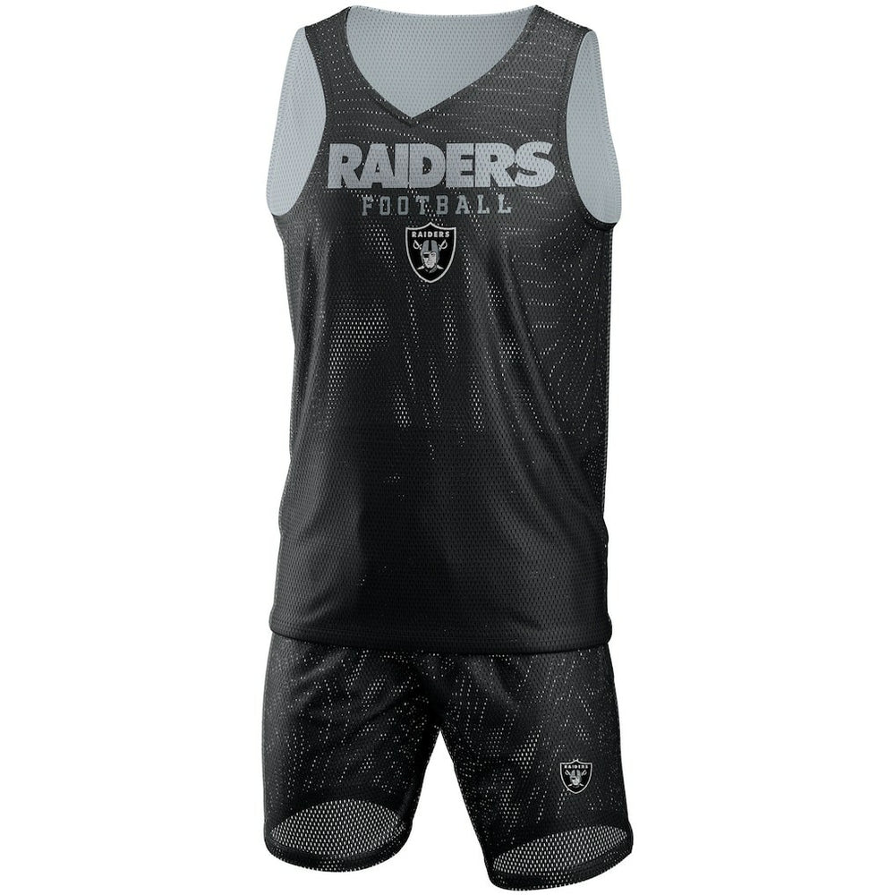 NFL Las Vegas Raiders FOCO Colorblock Mesh V-Neck & Shorts Set