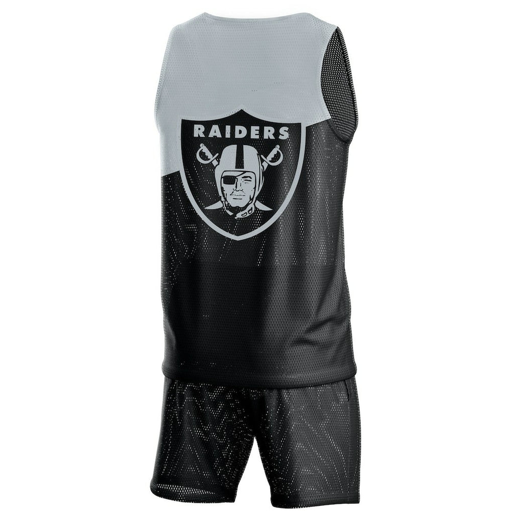 NFL Las Vegas Raiders FOCO Colorblock Mesh V-Neck & Shorts Set