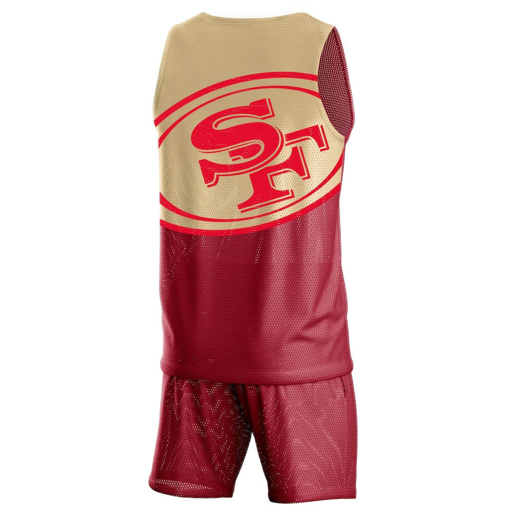 NFL San Francisco 49ers FOCO Colorblock Mesh V-Neck & Shorts Set