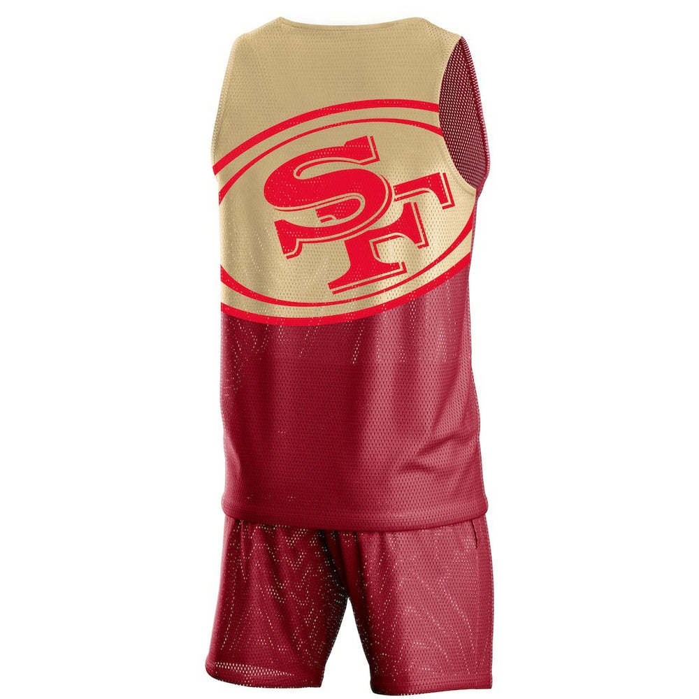 NFL San Francisco 49ers FOCO Colorblock Mesh V-Neck & Shorts Set