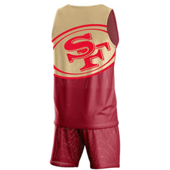 NFL San Francisco 49ers FOCO Colorblock Mesh V-Neck & Shorts Set