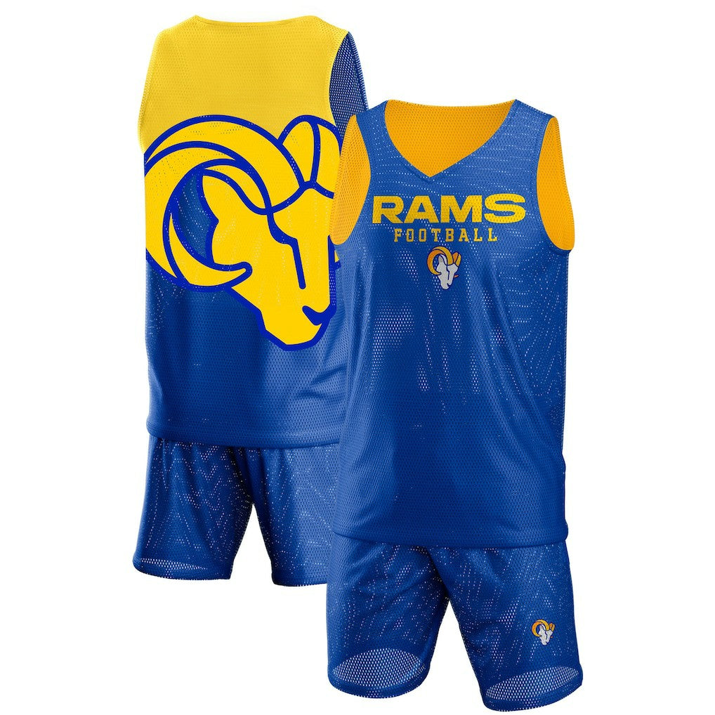 NFL Los Angeles Rams FOCO Colorblock Mesh V-Neck & Shorts Set