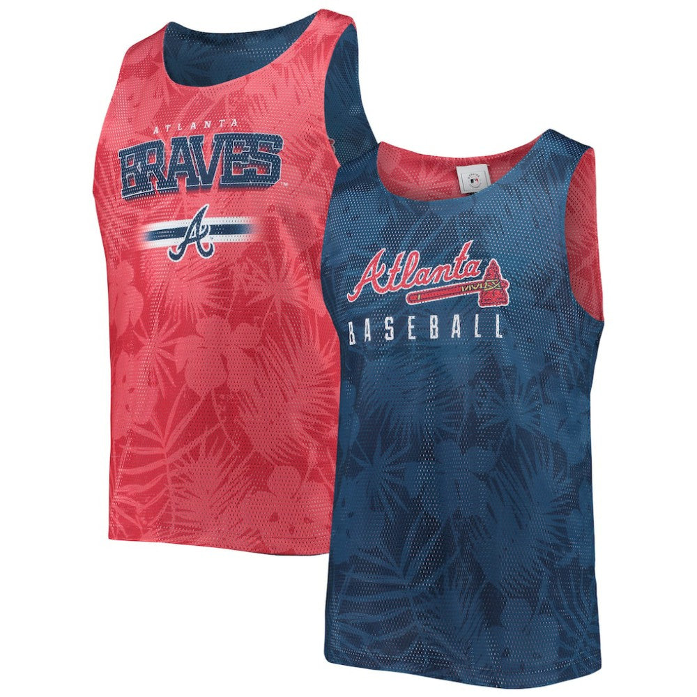 Atlanta Braves FOCO Floral Reversible Mesh Tank Top - Navy