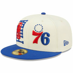 Philadelphia 76ers 2022 NBA Draft 59FIFTY Fitted Hat - Cream/Royal | New Era cheap