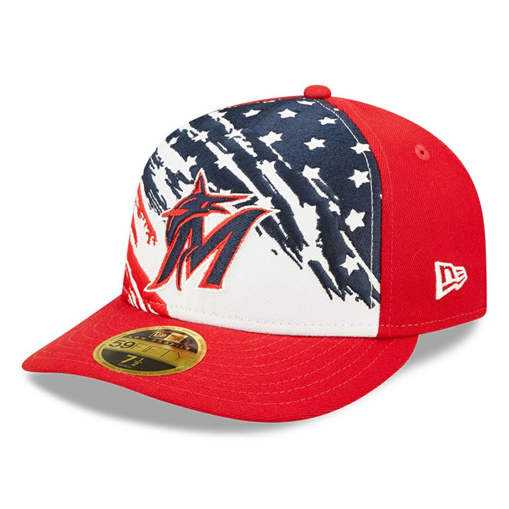 Miami Marlins 2022 4th of July Low Profile 59FIFTY Fitted Hat - Red | New Era