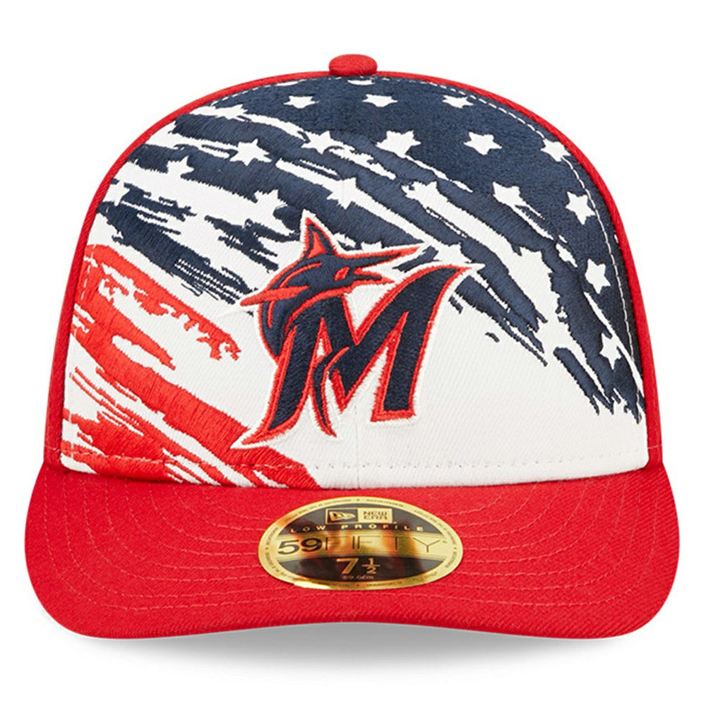 Miami Marlins 2022 4th of July Low Profile 59FIFTY Fitted Hat - Red | New Era
