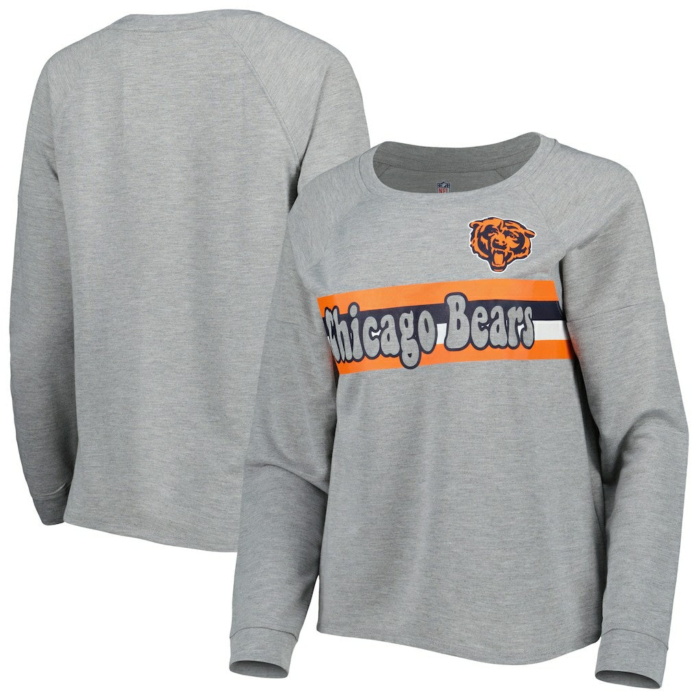 NFL Chicago Bears Juniors All Striped Up Raglan Long Sleeve T-Shirt