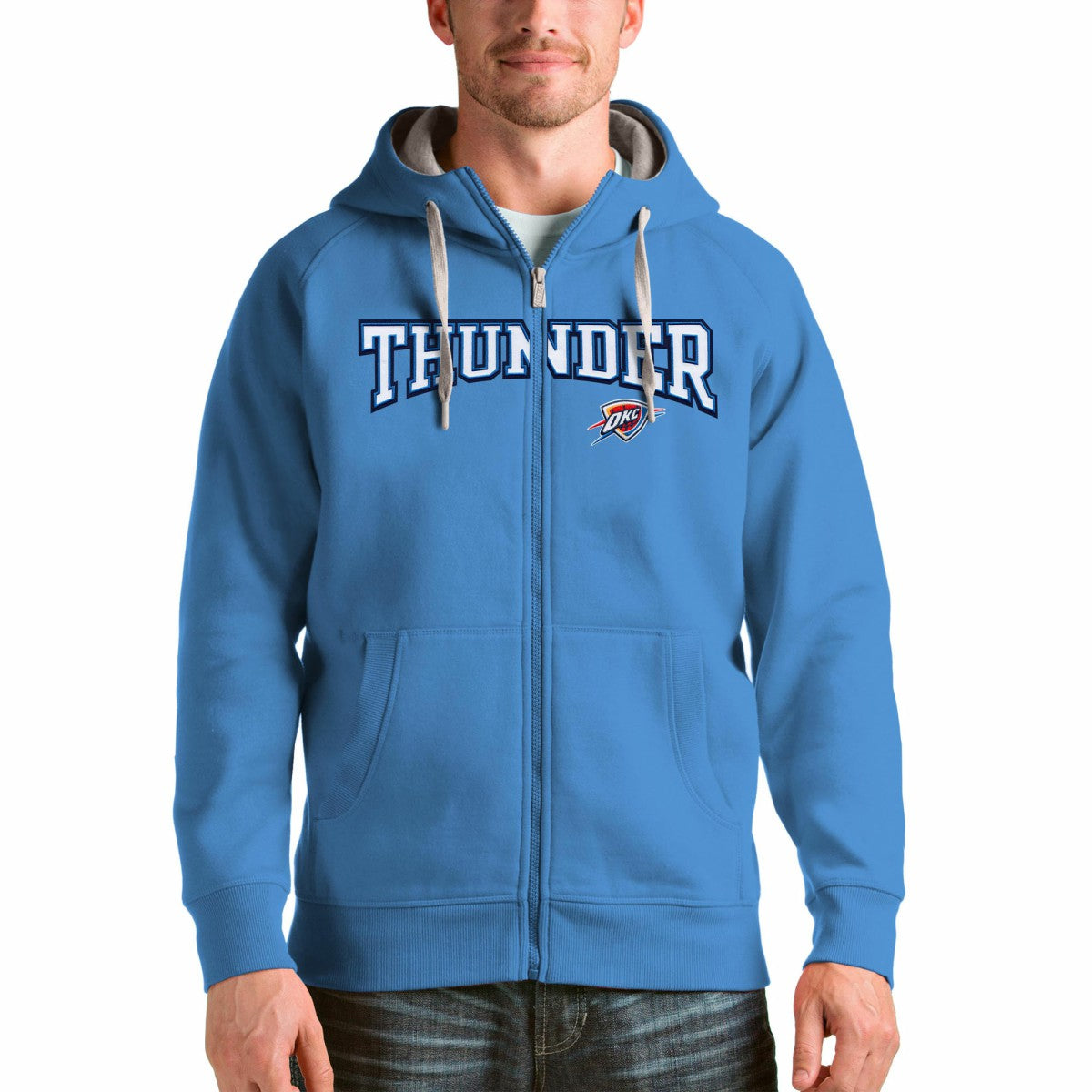 Oklahoma City Thunder Antigua Victory Full-Zip Hoodie - Light Blue sale
