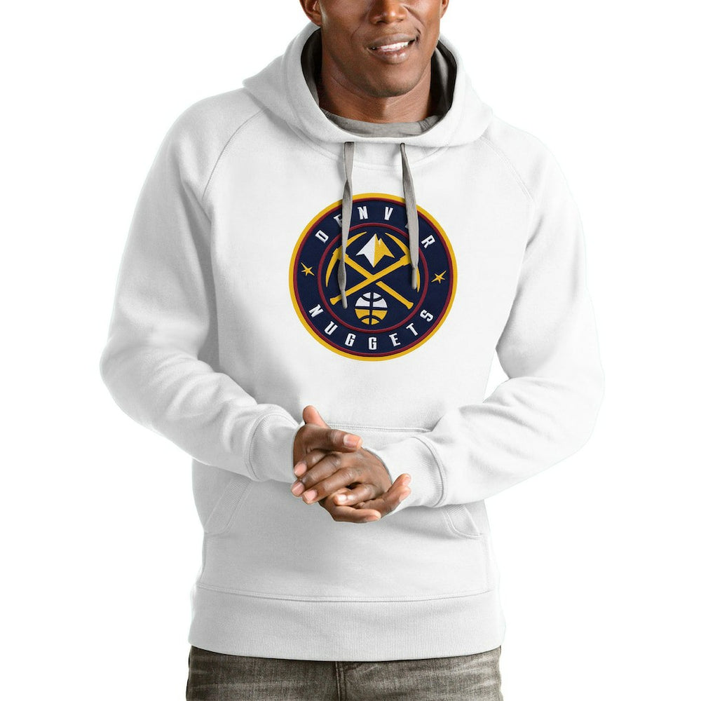 Denver Nuggets Antigua Logo Victory Pullover Hoodie sale - White online