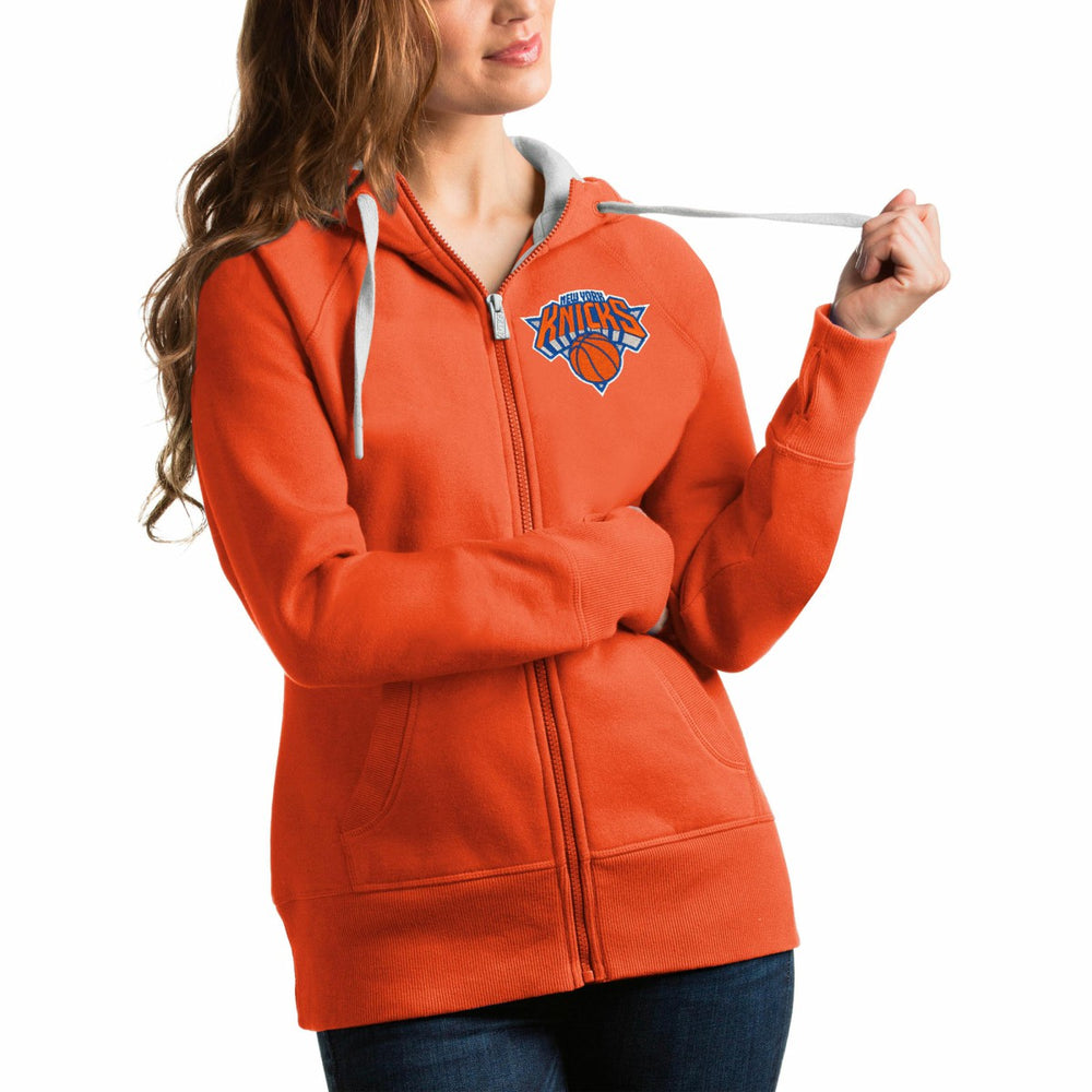 New York Knicks Antigua Women's Victory Full-Zip Hoodie - Orange discount
