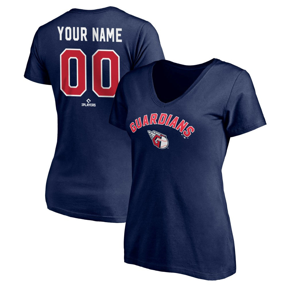 Cleveland Guardians Women's Personalized Winning Streak V-Neck T-Shirt - Navy