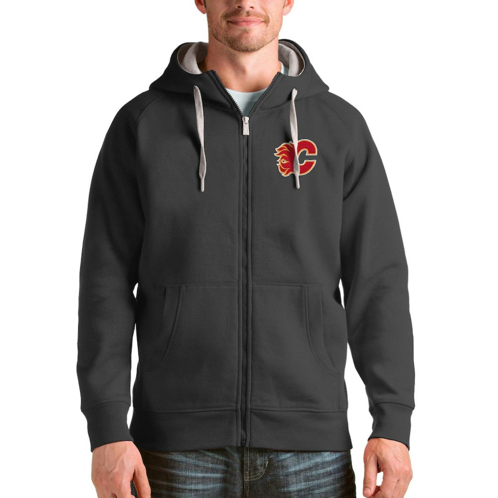 Calgary Flames Antigua Logo Victory Full-Zip Hoodie