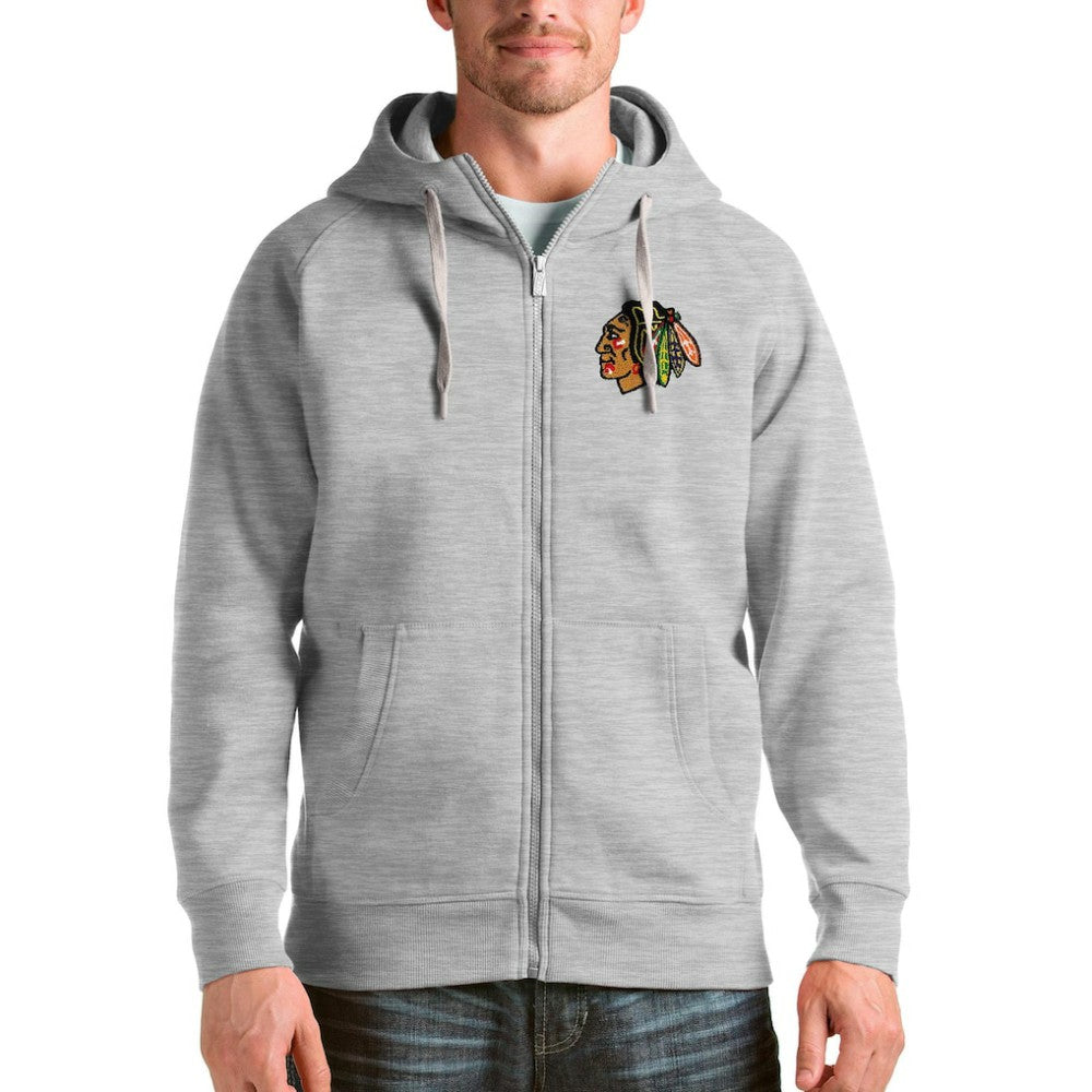 Chicago Blackhawks Antigua Logo Victory Full-Zip Hoodie
