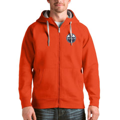 Edmonton Oilers Antigua Logo Victory Full-Zip Hoodie