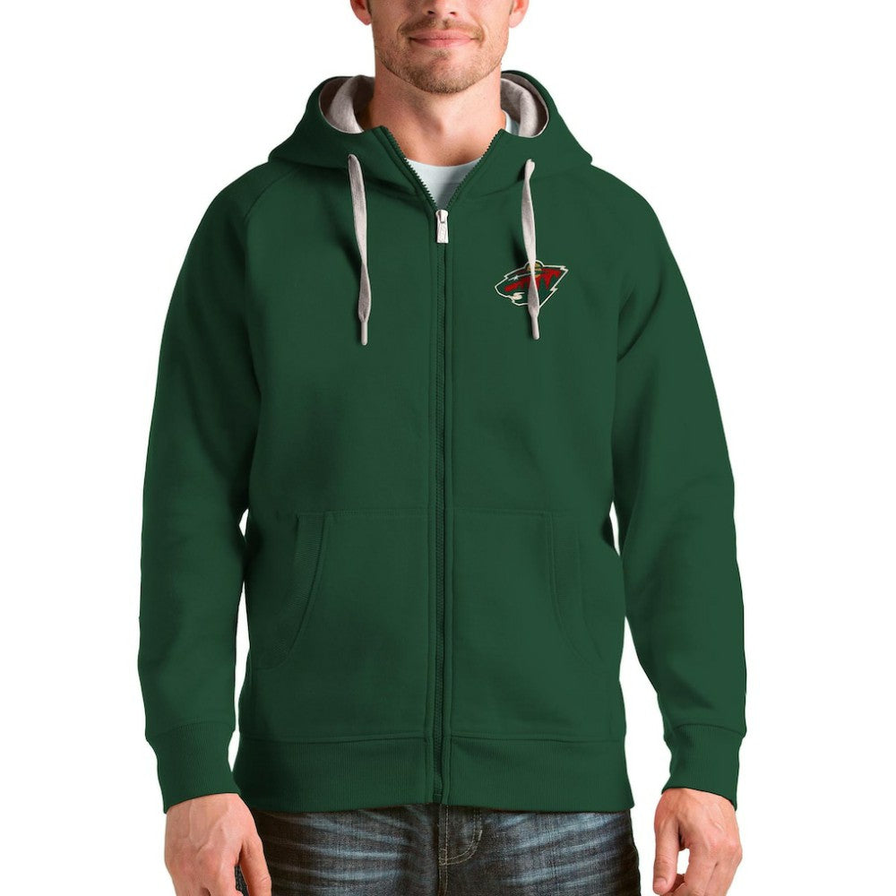 Minnesota Wild Antigua Logo Victory Full-Zip Hoodie