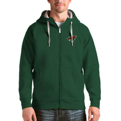 Minnesota Wild Antigua Logo Victory Full-Zip Hoodie