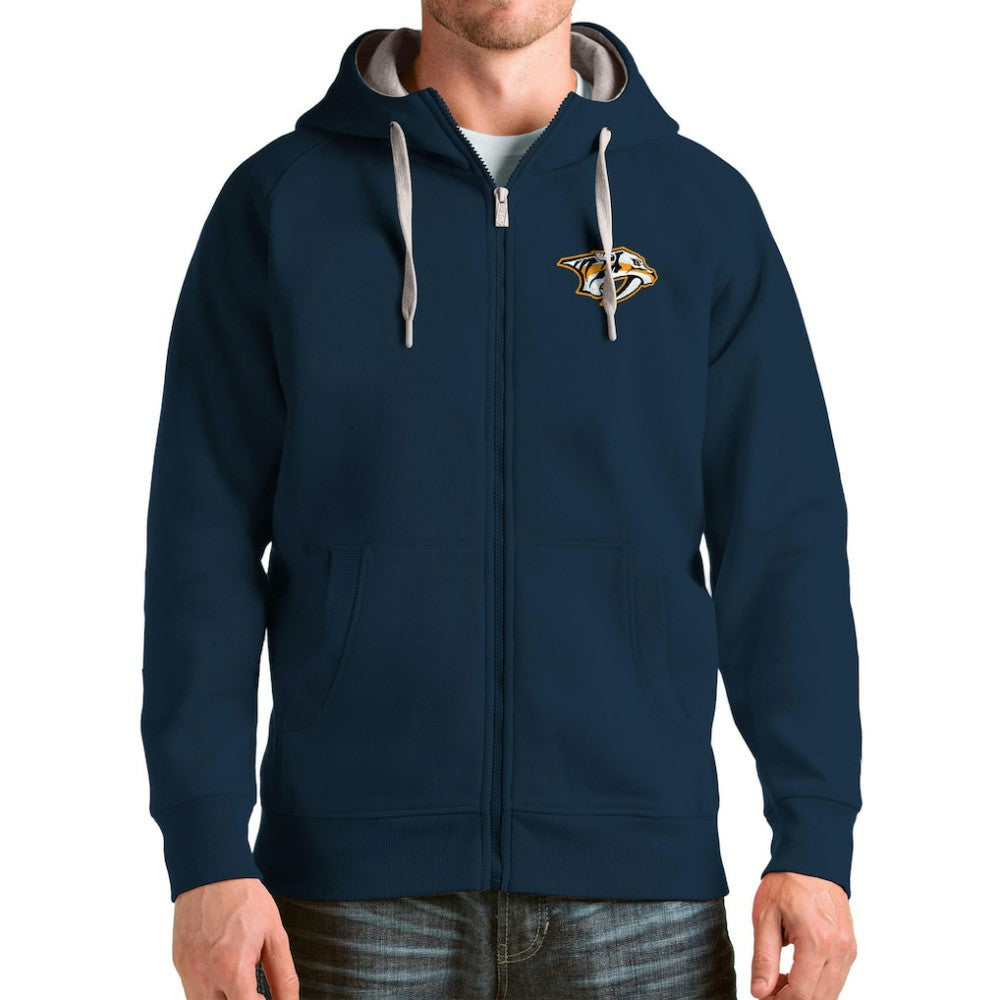 Nashville Predators Antigua Logo Victory Full-Zip Hoodie