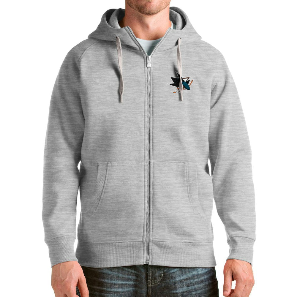 San Jose Sharks Antigua Logo Victory Full-Zip Hoodie