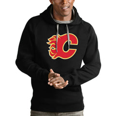 Calgary Flames Antigua Logo Victory Pullover Hoodie
