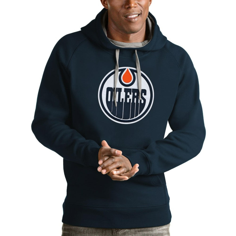 Edmonton Oilers Antigua Logo Victory Pullover Hoodie