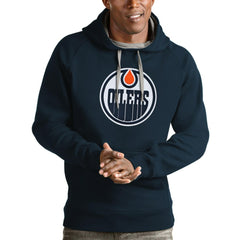 Edmonton Oilers Antigua Logo Victory Pullover Hoodie