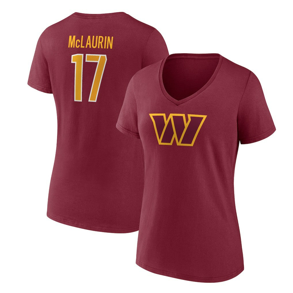 NFL Washington Commanders Terry McLaurin  Women's Player Icon Name & Number V-Neck T-Shirt