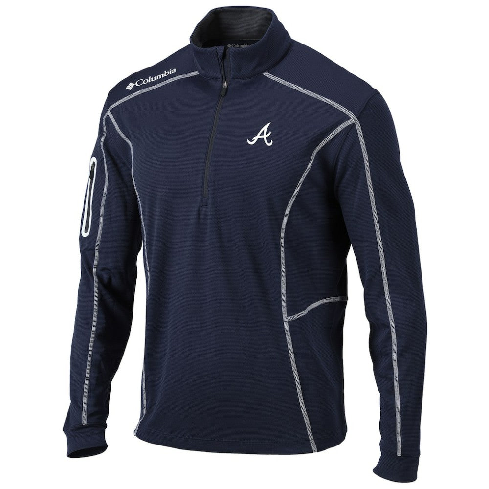 Atlanta Braves Shotgun Omni-Wick Quarter-Zip Pullover Jacket - Navy | Columbia