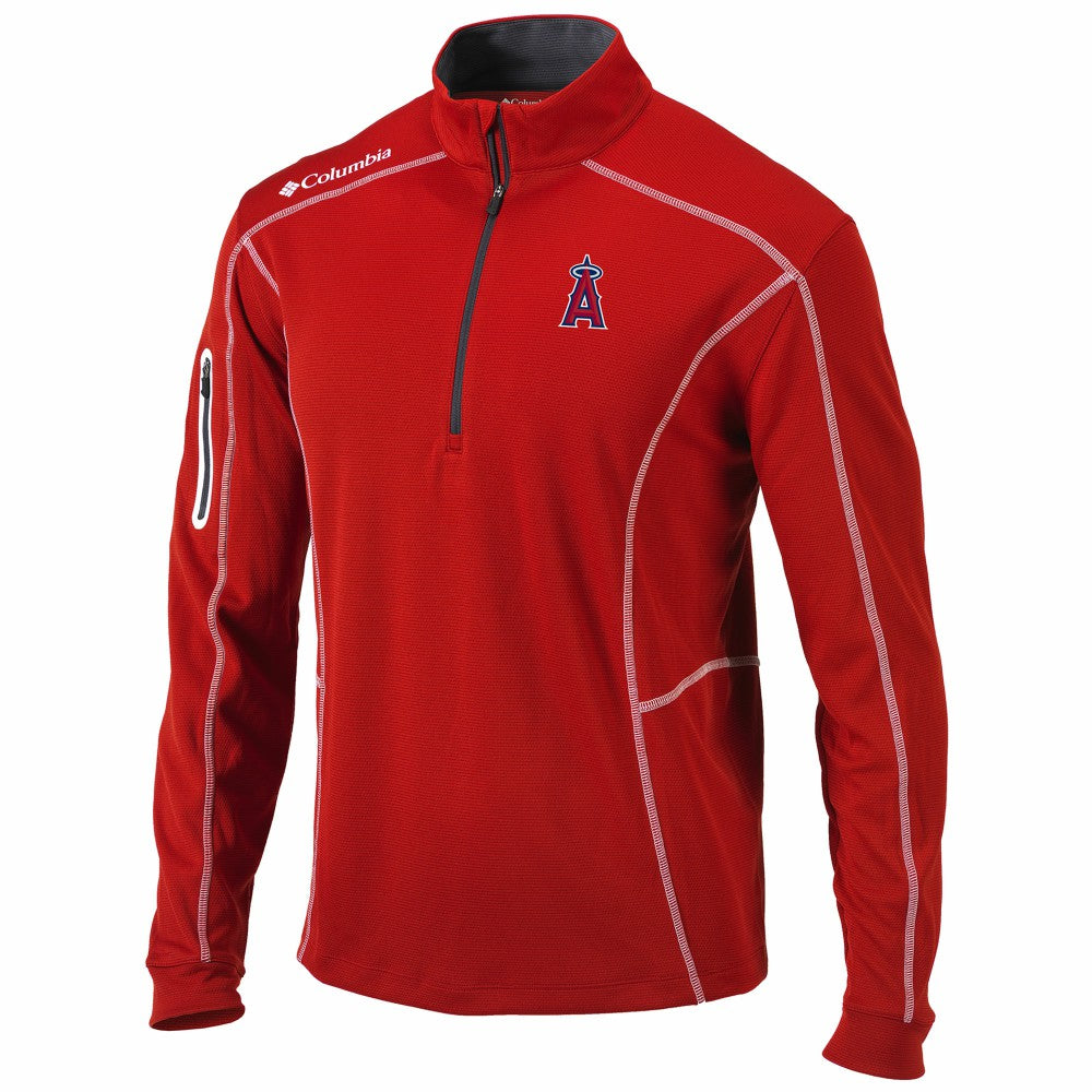 Los Angeles Angels Shotgun Omni-Wick Quarter-Zip Pullover Jacket - Red | Columbia