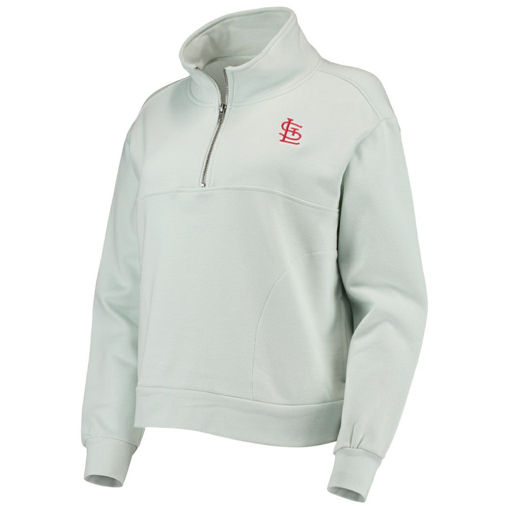 St. Louis Cardinals The Wild Collective Women's Two-Hit Quarter-Zip Pullover Top - Light Blue