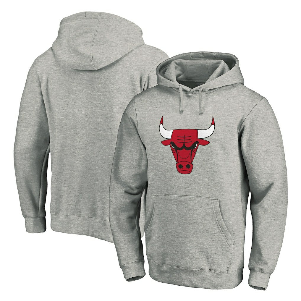 Chicago Bulls Primary Mascot Logo Pullover Hoodie - Heathered Gray shop