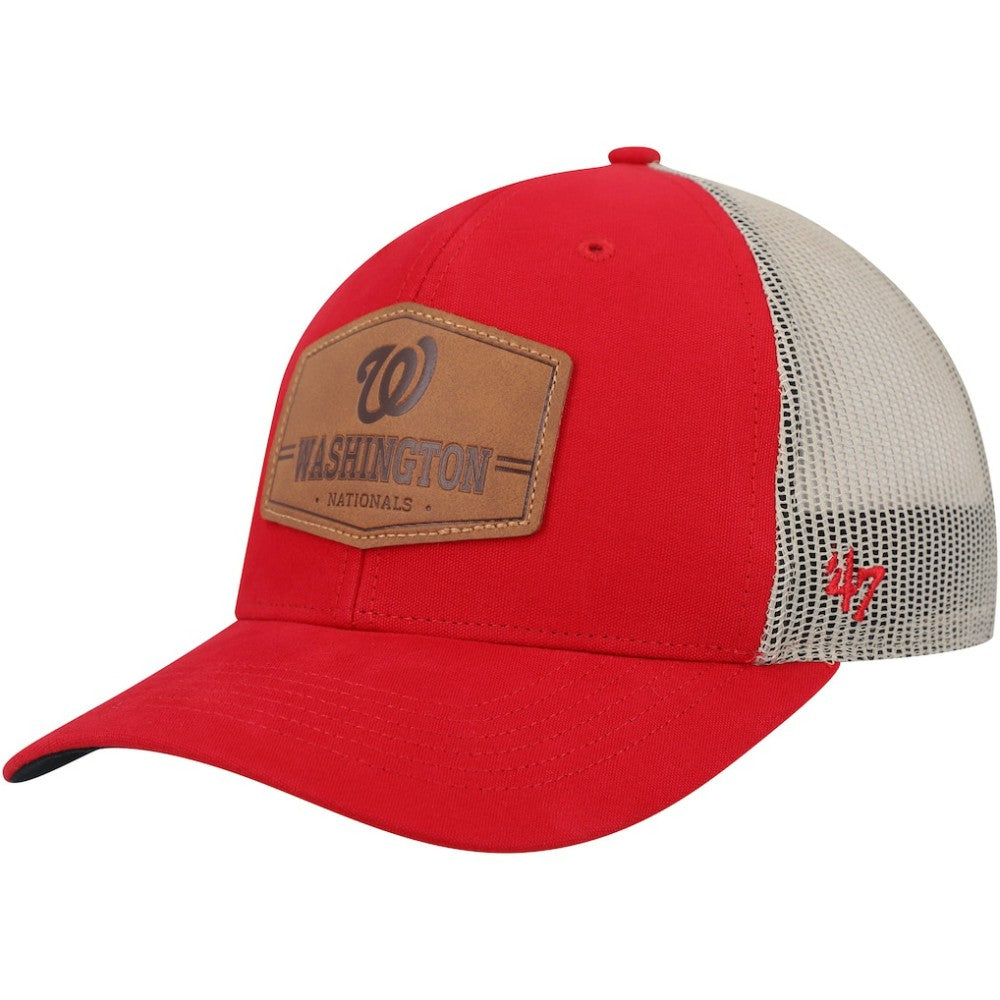 Washington Nationals Rawhide Trucker Snapback Hat - Red/Natural | 47 brand
